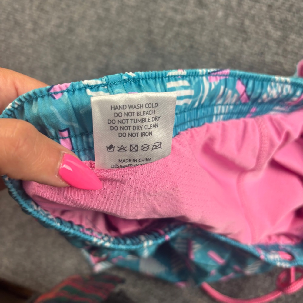 THIRD WAVE Mens Swimming Trunks Blue/Pink w/compression liner size: Medium - Picture 7 of 10